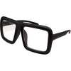 grinderPUNCH Thick Square Frame Clear Lens Glasses Eyeglasses Super Oversized Fashion and Costume - Matte Black