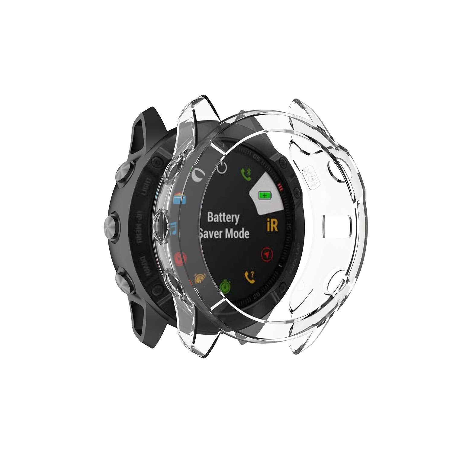 Buy now RuenTech Case Cover Compatible with Garmin Fenix 6X/6X Pro/Fenix 6X Sapphire Case Protector TPU Protective Case Frame for Fenix 6X Smart Watch (Black&Transparent) at indiglob india