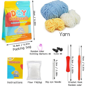 UzecPk Beginner Crochet Kit, Crochet Animal Kit with Yarn, Complete Crochet Kit for Adults and Kids Craft with Instruction and Video Tutorials