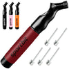 SPORTBIT Ball Pump for Sports Balls - Push & Pull Inflating System - Hand Pump for All Exercise Balls - Volleyball Pump, Basketball Inflator, Football & Soccer Ball Air Pump - Goes with 5 Needles Set - WINE