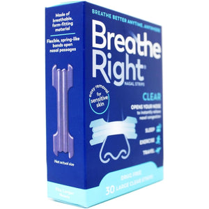 Breathe Right Nasal Strips Clear For Sensitive Skin Large 30 Each