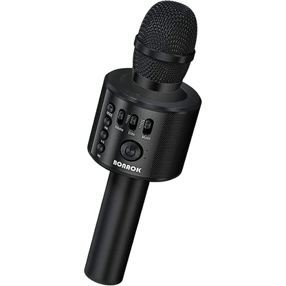 BONAOK Wireless Bluetooth Karaoke Microphone,3-in-1 Portable Handheld Karaoke Mic Speaker Machine Home Party Birthday for All Smartphones Q37 (Black)