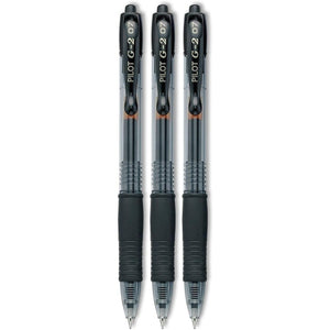 PILOT G2 Premium Refillable & Retractable Rolling Ball Gel Pens, Fine Point, Black Ink, 3-Pack (31123)