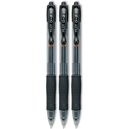 PILOT G2 Premium Refillable & Retractable Rolling Ball Gel Pens, Fine Point, Black Ink, 3-Pack (31123)