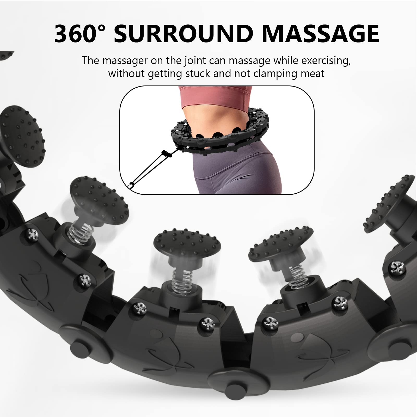 Buy now 24 Knots Weighted Hula Fit Hoop,Smart Hula Hoop Detachable Massage Exerciser Fitness for Adults Beginners Weight Loss and Exercis (Black) at indiglob india