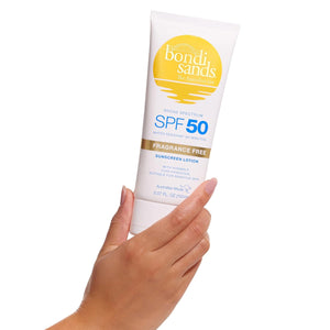 Bondi Sands Fragrance Free Sunscreen Body Lotion SPF 50 | Hydrating Broad Spectrum Protection, Sheer, Water Resistant | 5.07 Oz/150 mL