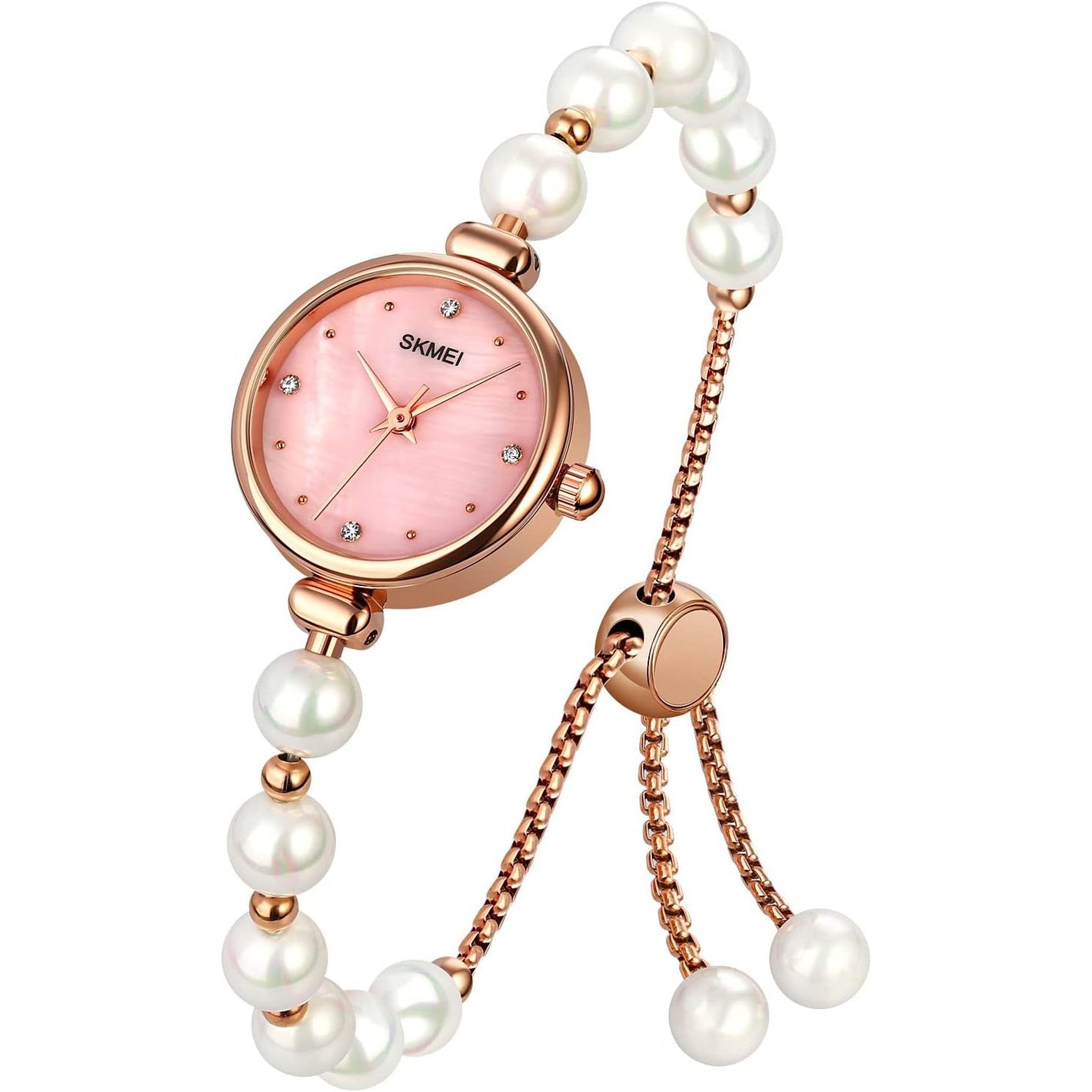 Tonnier Watches Women Analog Quartz Watch Mosaic with Diamonds Bracelet Dress Watch for Female Waterproof Wristwatch with Rose Gold Bracelet