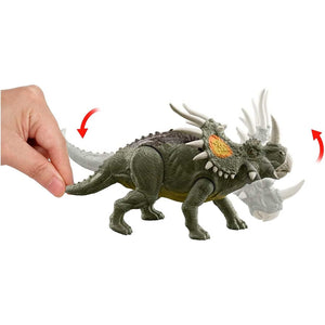 Jurassic World Fierce Force Styracosaurus Camp Cretaceous Authentic Dinosaur Strike Motion Action Figure, Movable Joints, Gift 3 Years & Older