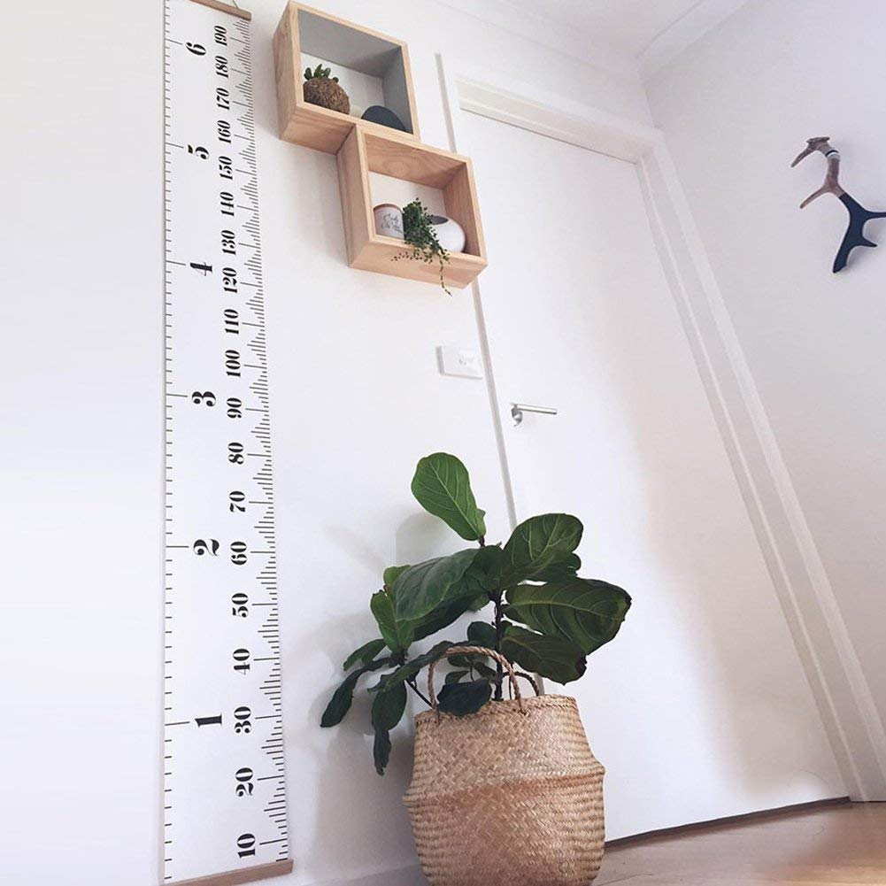 Buy now Mibote Baby Growth Height Chart Handing Ruler Wall Decor for Kids, Canvas Removable Height Growth Chart 79" x 7.9" (Black & White) at indiglob india