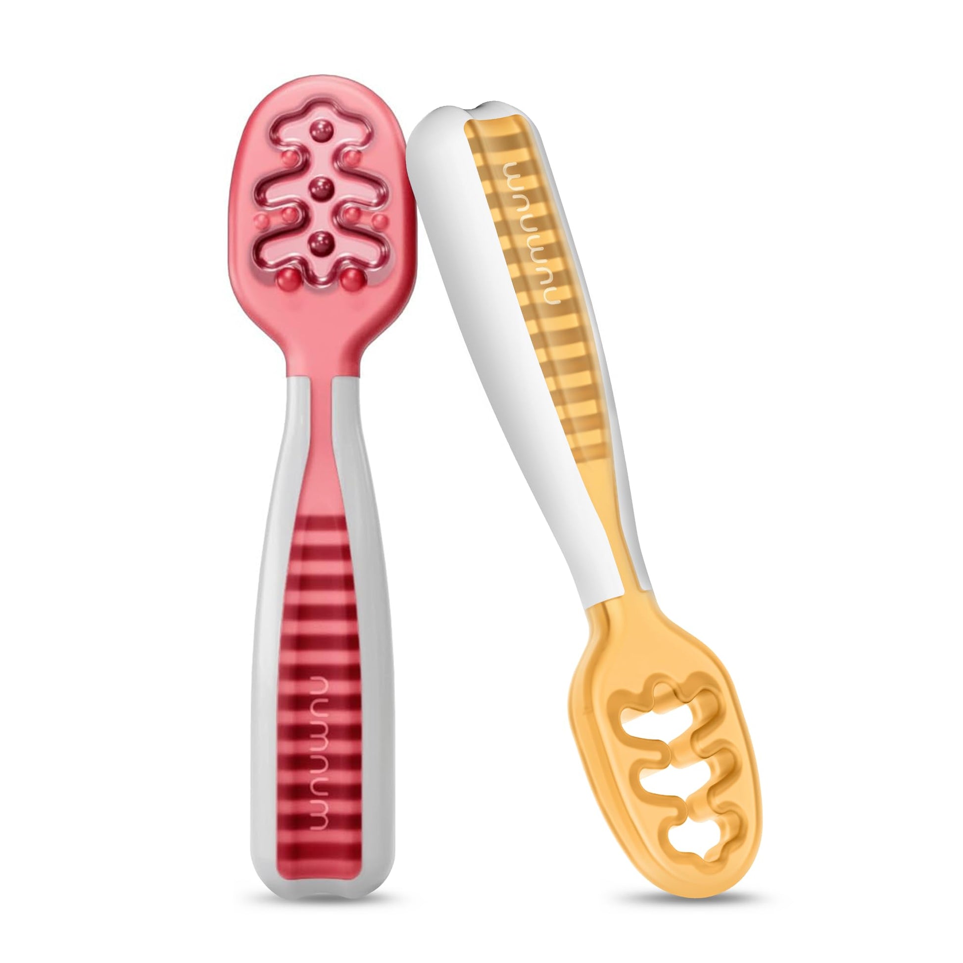 Buy now NumNum Baby Spoons Set, Baby Essentials Pre-Spoon GOOtensils for 6+ Months, First Stage Self-Feeding Spoons for Baby Led Weaning (BLW), Silicone Toddler Utensils, BPA-Free, 2 Pack Gray/Green at indiglob india