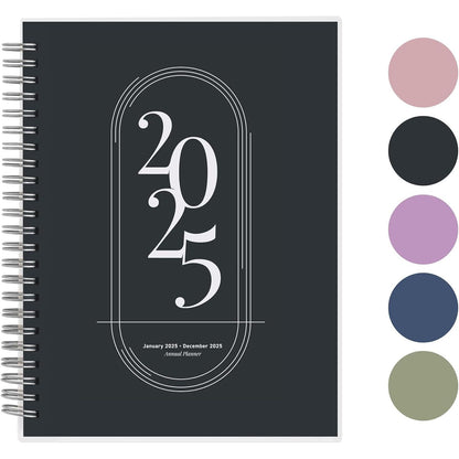 Rileys 2025 Weekly Planner - Annual Weekly & Monthly Agenda Planner, Jan - Dec 2025, Flexible Cover, Notes Pages, Twin-Wire Binding (8 x 6-Inches, Midnight Blue)