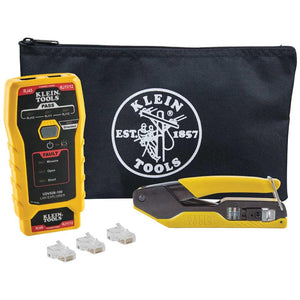Buy now Klein Tools VDV026-813 RJ45 Ethernet Cable Tester and Crimper Kit, Pass-Thru Technology, Includes Connectors for Cat5e / CAT6 Data Applications, Pack of 50 at indiglob india