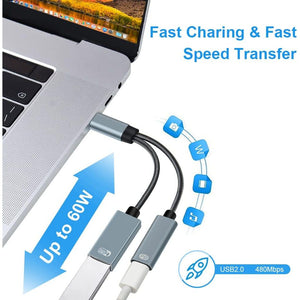 sinstar USB C OTG Adapter, 2 in 1 USB-C Splitter with PD 60W Fast Charging Type C OTG and USB A Female Port Compatible with iPhone 16 15 Pro Max/MacBook Pro Chromecast Google TV/Surface S24