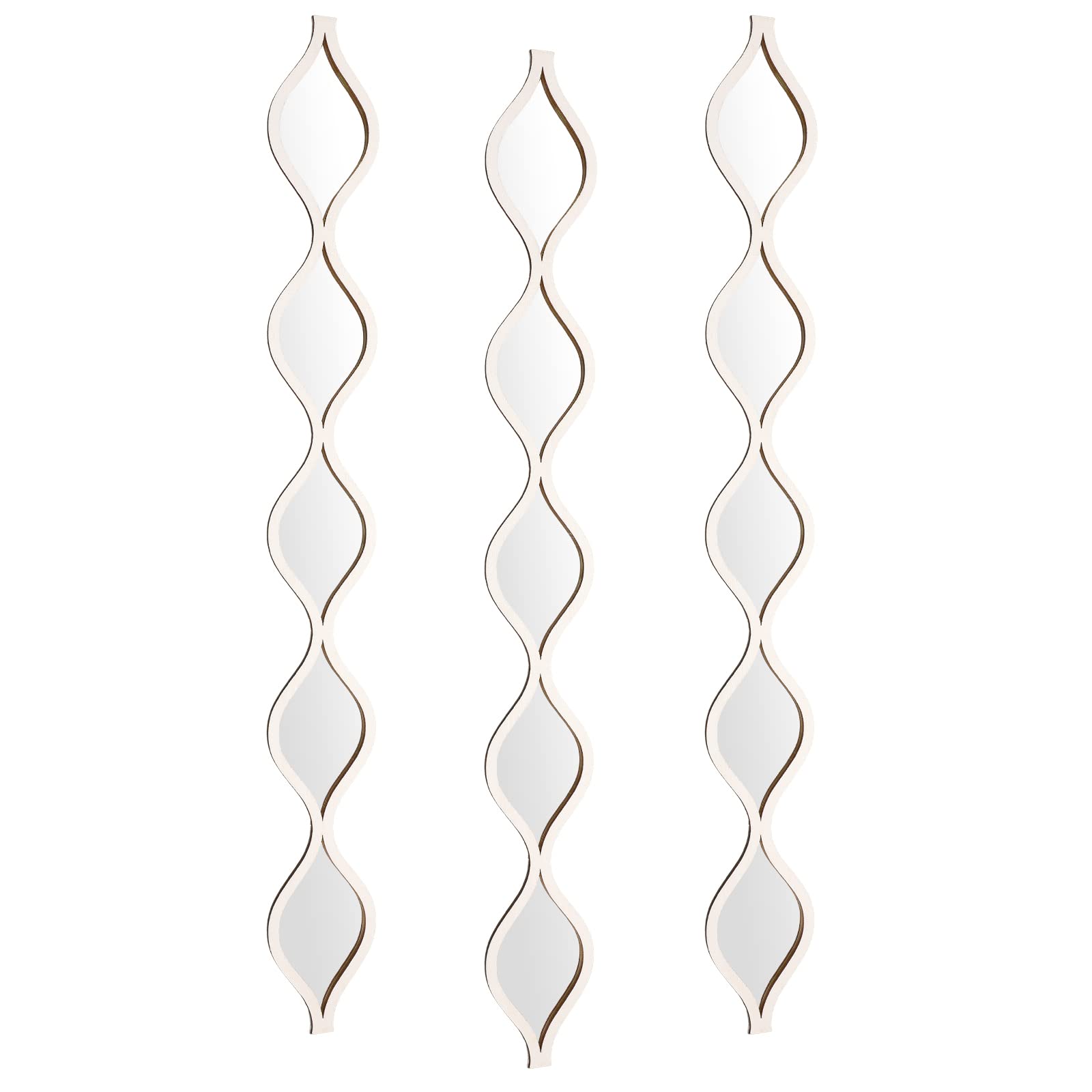 Buy now Amyhill Set of 3 Teardrop Mirror Wall Decor 23.6 x 2.7 x 0.2 Inches Rustic Farmhouse Decorative Long Mirror Creative Boho Art Decor for The Living Room Bathroom Bedroom Entryway (White) at indiglob india