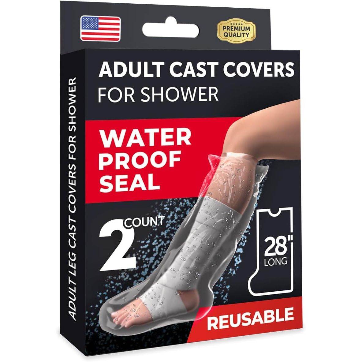 100% Waterproof Cast Covers for Shower Leg - Tight Seal - Reusable Adult 2pk Half Leg Cast Protectors - Knee, Ankle, Foot - My Store
