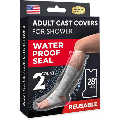 100% Waterproof Cast Covers for Shower Leg - Tight Seal - Reusable Adult 2pk Half Leg Cast Protectors - Knee, Ankle, Foot - My Store