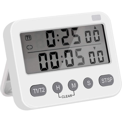 Pomodoro 25, 5 Minute Adjustable Productivity Timer White