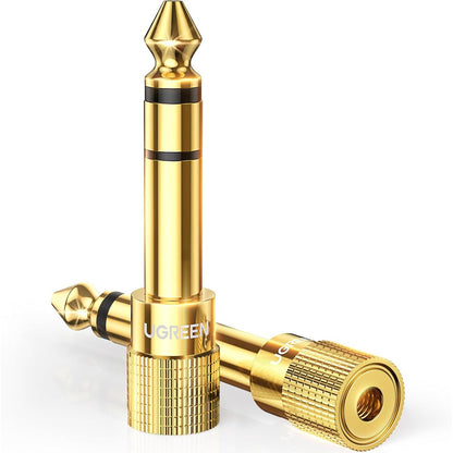 UGREEN 6.35mm 1/4 Male to 3.5mm 1/8 Female Stereo Headphone Adapter Audio Jack Plug Gold Plated for Speaker Headphone Guitar Digital Piano Amp, 2 Pack