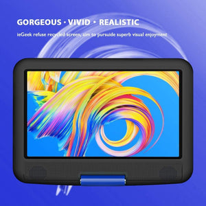 ieGeek 11.5" Portable DVD Player with SD Card/USB Port, 5 Hour Rechargeable Battery, 9.5" Eye-Protective Screen, Support AV-in/Out, Region Free, Blue