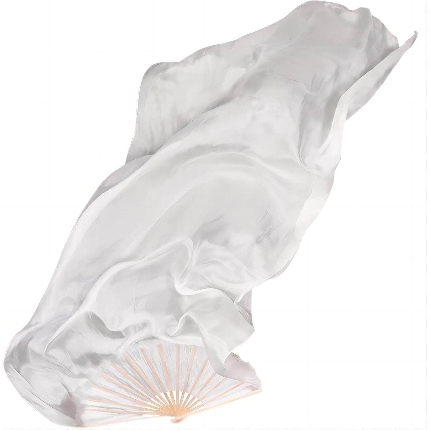 1.8m Artificial Silk Belly Dance Bamboo Fans Veils Women Real Silk Belly Dance Fan Veil National Dance Dancing Long Bamboo Fan - My Store
