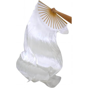 1.8m Artificial Silk Belly Dance Bamboo Fans Veils Women Real Silk Belly Dance Fan Veil National Dance Dancing Long Bamboo Fan - My Store
