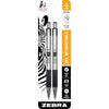 Zebra Pen G-301 Retractable Gel Pen, 0.7mm Medium Point, Stainless Steel Barrel, Ideal for Office Supplies, School Supplies & Teacher Supplies, Blue Ink, 2-Pack (41322) - Black B