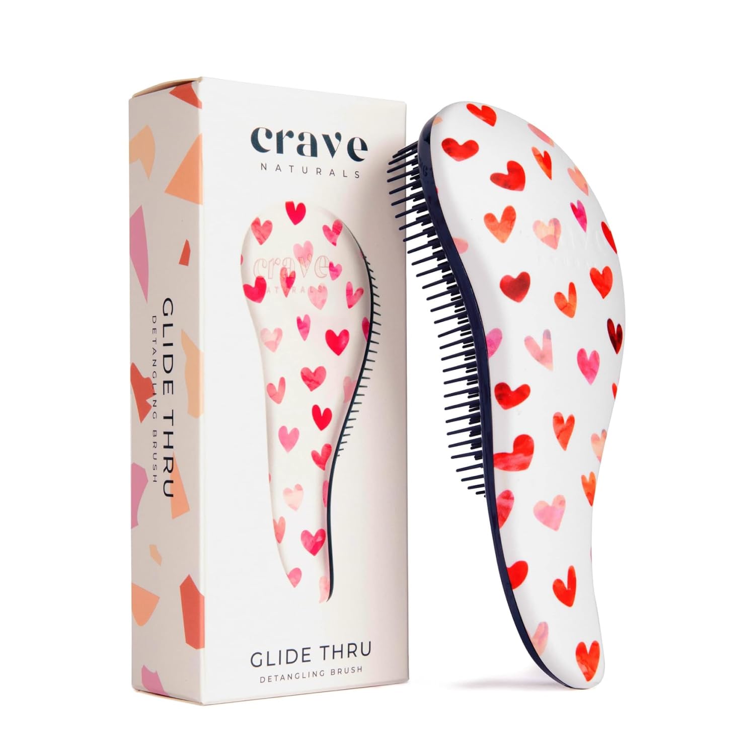 Buy now Crave Naturals Glide Thru Hair Brush - Detangler Brush for Curly, Straight, Wet or Dry Hair - Gentle Detangling Brushes for Adults, Kids, Toddlers - Hair Accessories for Women, 7.5x3" - Pink 1 Pack (Regular) Hearts at indiglob india