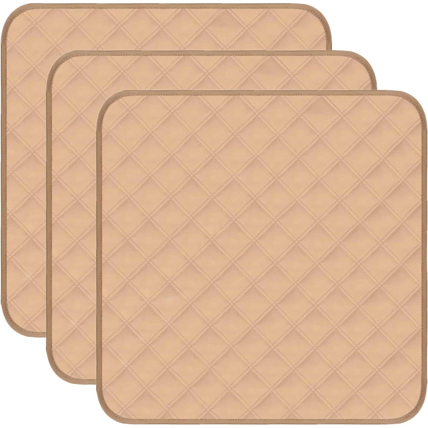 RIQINXIN Washable Incontinence Chair Pads 3pcs Waterproof Seat Protector Pads for Wheelchair Armchair Adults21x22in (Beige)