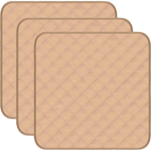 RIQINXIN Washable Incontinence Chair Pads 3pcs Waterproof Seat Protector Pads for Wheelchair Armchair Adults21x22in (Beige)