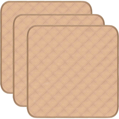 RIQINXIN Washable Incontinence Chair Pads 3pcs Waterproof Seat Protector Pads for Wheelchair Armchair Adults21x22in (Beige)