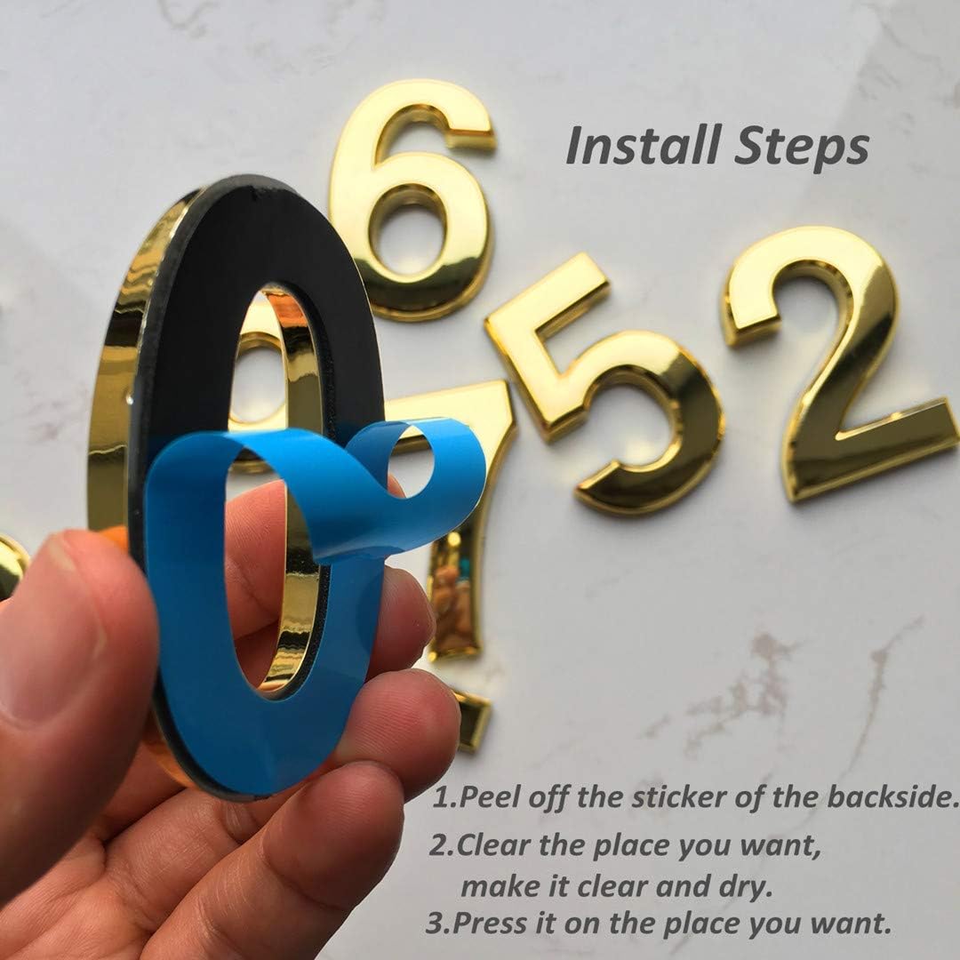 Buy now Mailbox Numbers for Outside, 2 Inch Door Address Number Stickers for Apartment Room, Gold Shiny, 1 Set of 10 Pcs. at indiglob india