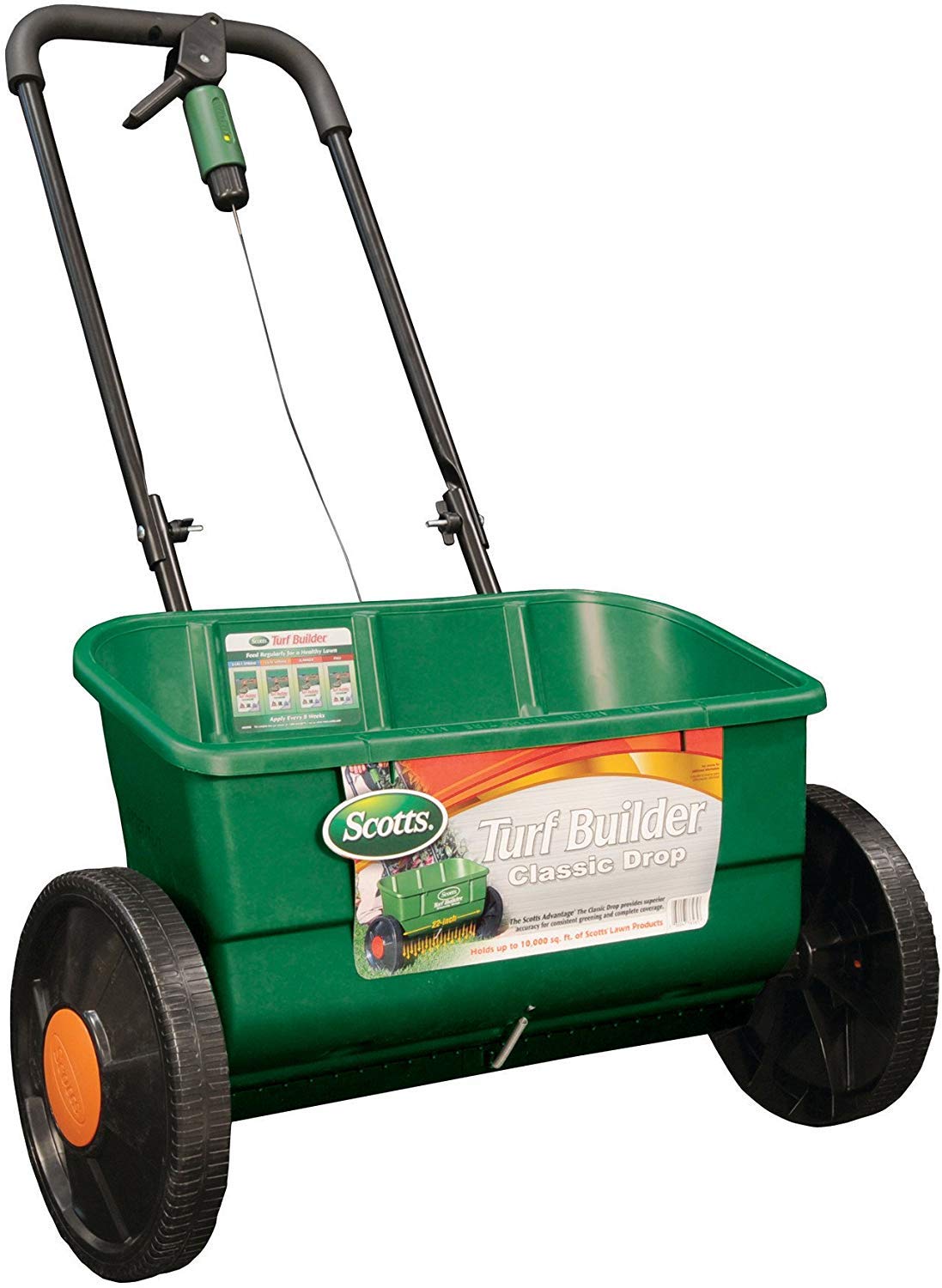 Buy now Scotts Turf Builder EdgeGuard DLX Broadcast Spreader for Seed, Fertilizer, Salt, Ice Melt, Holds up to 15,000 sq.ft. Product Drop at indiglob india