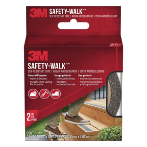 3M Safety-Walk Slip Resistant Tape, 2 in x 15 ft, Anti Slip Black Tape, Adhere Without Wrinkling, Curling, Tearing or Lifting, Self-Adhesive Backing For Quick & Easy Application, 1 Roll (610B-R2X180)