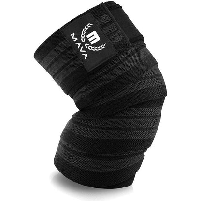 Mava Sports Knee Wraps (Pair) for Men & Women | Ideal for Cross Training, WODs, Gym Workouts, Weightlifting, Fitness & Powerlifting | Knee Straps for Squats | 72" Compression & Elastic Support