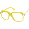 zeroUV Large Color Coated Square Oversized Hip Hop Clear Lens Glasses - Yellow