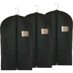Buy now Garment Storage Bags Suit Bag - Travel 39.4 Inch Coat Covers Protector with Clear Window and ID Card Holder for Dress, Jacket, Uniform - Black, Set of 3 at indiglob india