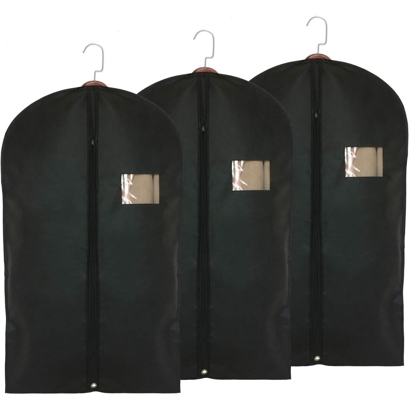 Buy now Garment Storage Bags Suit Bag - Travel 39.4 Inch Coat Covers Protector with Clear Window and ID Card Holder for Dress, Jacket, Uniform - Black, Set of 3 Default at indiglob india