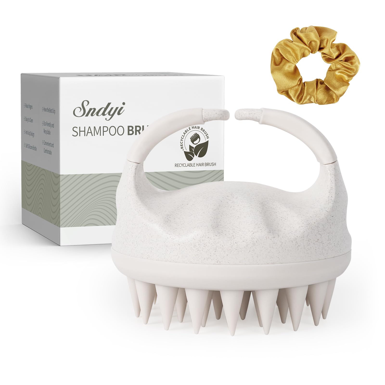 Buy now Sndyi Soft Silicone Scalp Massager for Dandruff Removal and Hair Growth - Wet Dry Scalp Exfoliator Brush for Scalp Care - Beige at indiglob india