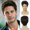 Kaneles Mens Short Curly Black Wig with Bang Costume Halloween Cosplay Party Natural Hair Wig - Brown1