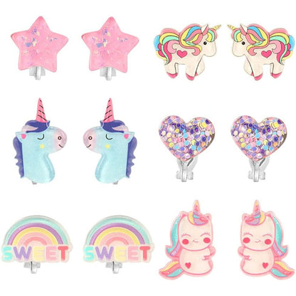 Amazon.com: PinkSheep Bling Clip On Earrings for Little Girls, Unicorn Cake Ladybug Earrings for Kids, 12 Pairs, Best Gift : Toys & Games