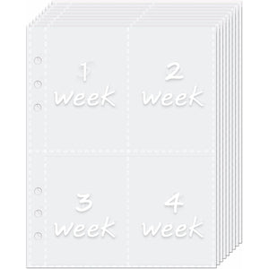 Antner 52 Week Money Saving Challenge A5 Binder Inserts Cash Envelopes for A5 Planner Binder, Pre-Printed 1-52 Weeks Money Pouches Cash Stuffing Envelopes Clear Sleeves for Savings Binder, 13 Sheets