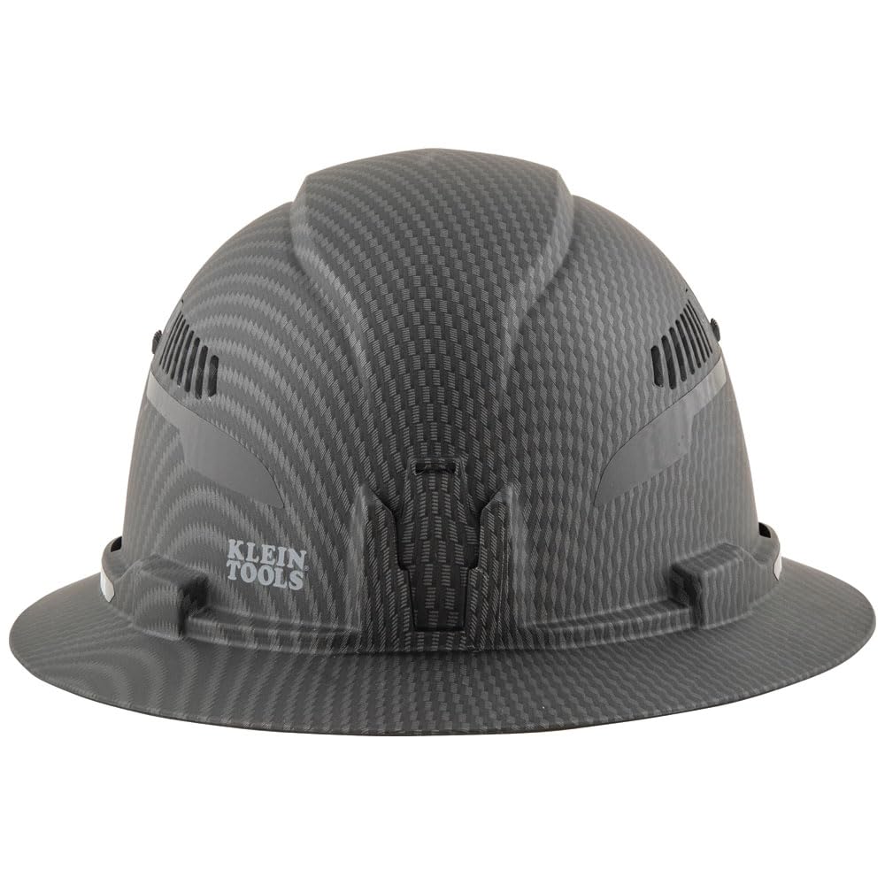 Buy now Klein Tools 60347 Hard Hat, Vented Full Brim, Class C, Premium KARBN Pattern, Rechargeable Lamp, Padded Sweat-Wicking Sweatband, Top Pad at indiglob india