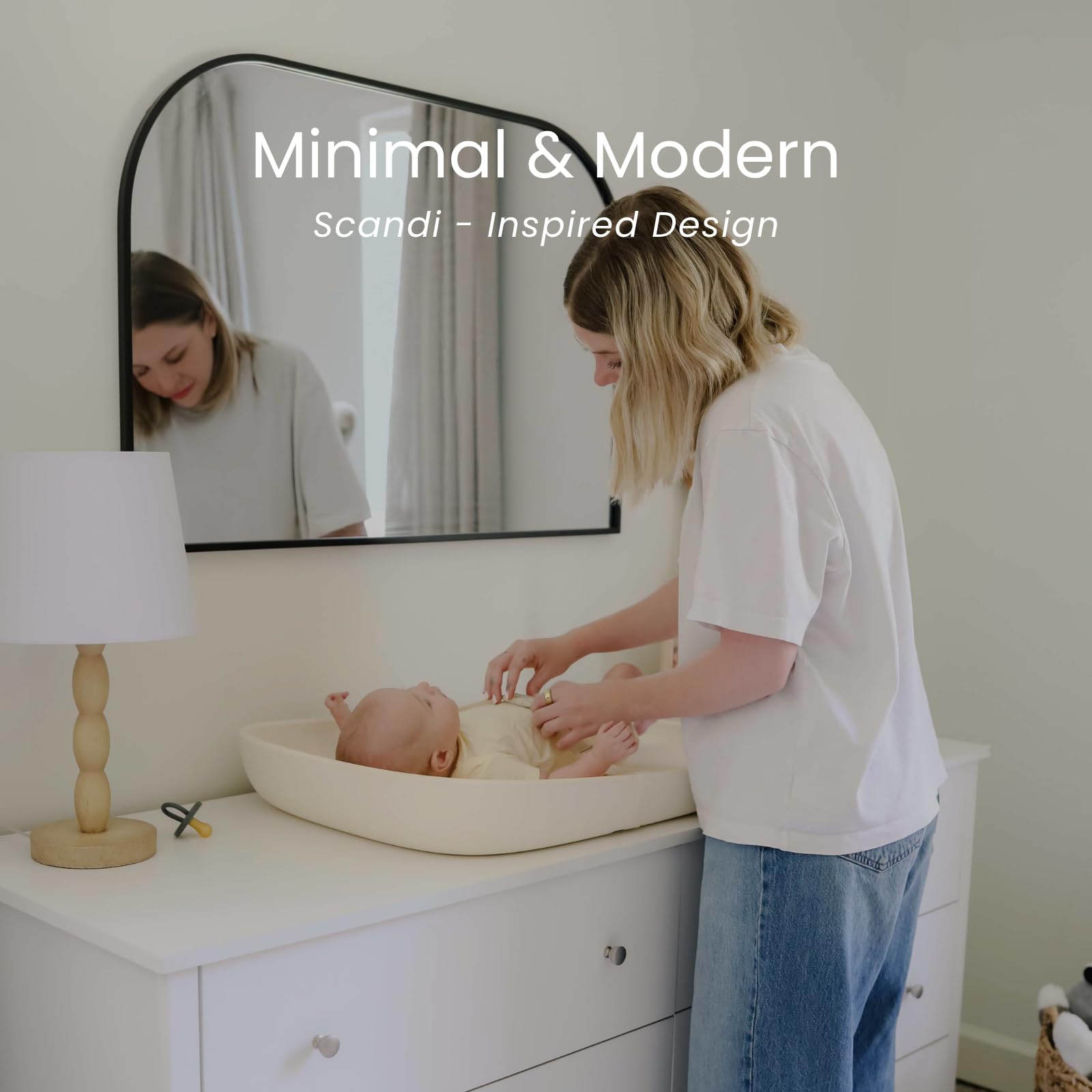 Buy now Snuggle Me?? Baby Changing Pad - Soft PU Foam Diaper Changing Pad for Dresser, Scandi-Inspired with Wooden Base in Light Oak Finish, Wipe-Clean Surface & Safety Strap (27.6" ?? 18.9" ?? 3.9") at indiglob india