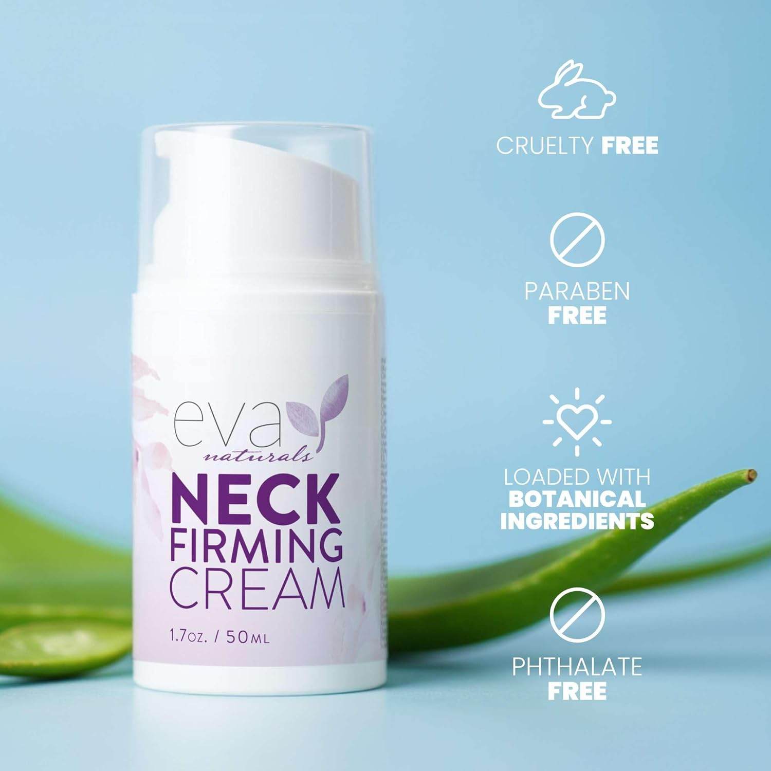 Eva Naturals Neck Firming Cream for Women - Neck Cream for Firming, Tightening, Lifting Sagging Skin, Anti Aging Moisturizer with Retinol, Collagen, Hyaluronic Acid, Peptides & Vitamin C — 1.7 Fl Oz - My Store