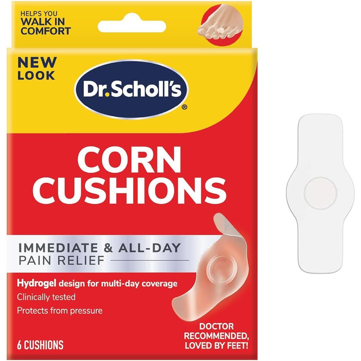 Dr. Scholl's Corn Cushion with Hydrogel Technology, 6ct // Cushioning Protection Against Shoe Pressure and Friction That Fits Easily in Any Shoe for Immediate and All-Day Pain Relief