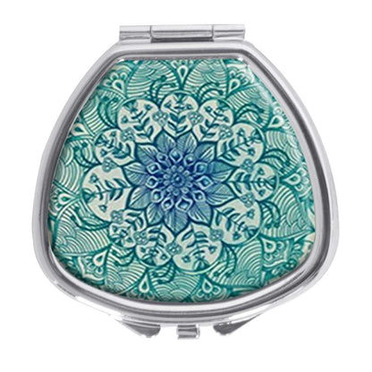Pill Box,Green Mandala Pill Case for Purse Pocket Pill Organizer Decorative Boxes Silver Single Compartment Travel Medicine Tablet Holder Wallet
