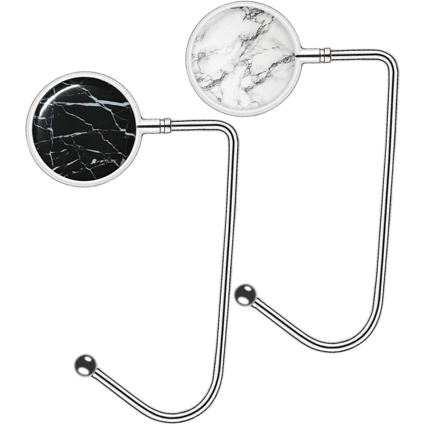 Purse Hook Handbag Hangers for Table Storage Decor, Womens Bag Hanger Holder (Marble White+Black)