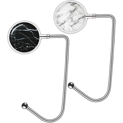 Purse Hook Handbag Hangers for Table Storage Decor, Womens Bag Hanger Holder (Marble White+Black)