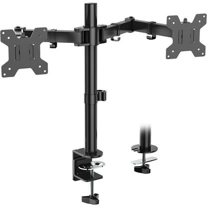 WALI Dual Monitor Stand for 13-27 inch Screens, Dual Monitor Mounts for 2 Monitors, 2 Monitor Desk Mount Holds up to 22 lbs, Height Adjustable Swivel Tilt Rotation, 75x75/100x100mm (M002), Black