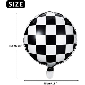 Checkerboard Balloon Aluminum Foil Black White Checkered Balloon for Racing Themed Party Decoration Supply, 18 Inches(12)